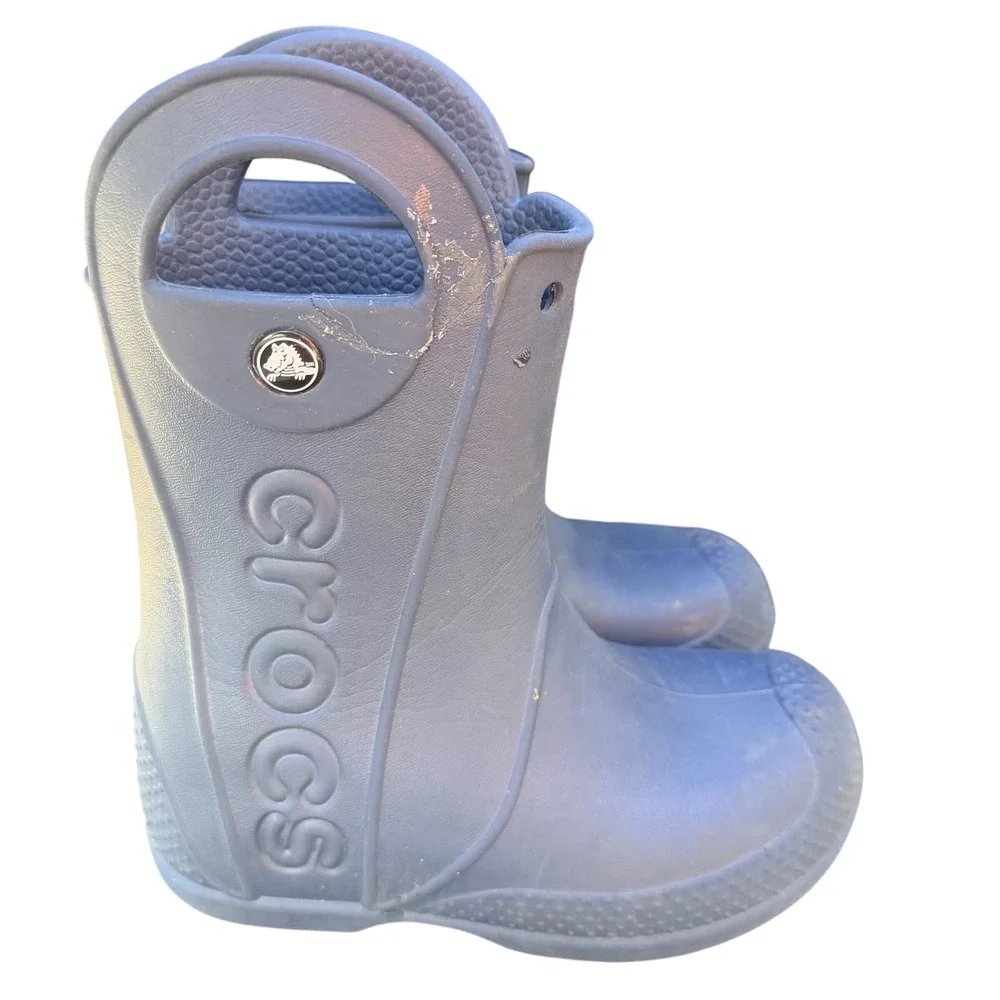 Crocs Handle It Rain Boots Navy Blue Waterproof Toddler Size C11 Pull On 12803